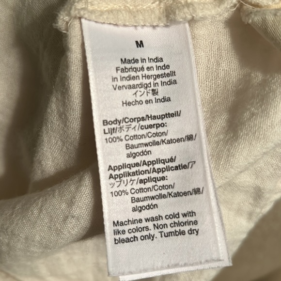 Madewell Patchwork Diamond Print Crinkle Gauze Peasant Top - M - Picture 14 of 16